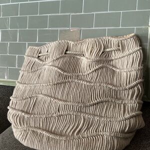 Elegant Cream Knit Tote Bag